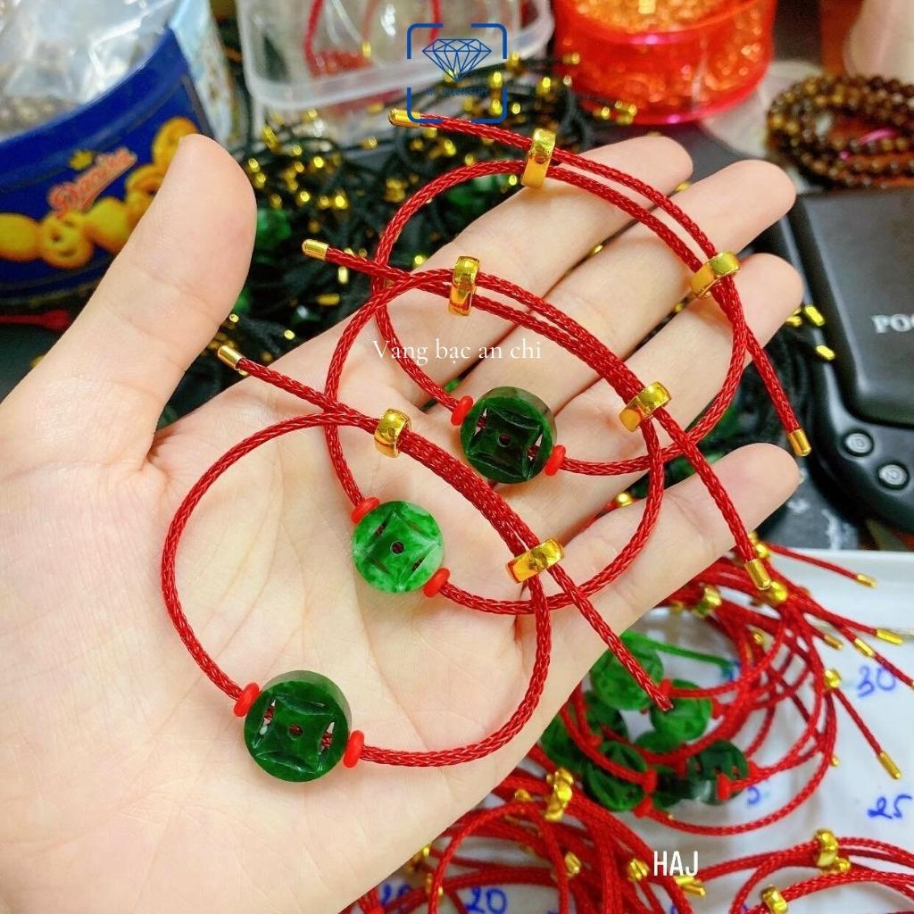 Vòng tay đồng xu chữ vạn đá ngọc sơn thủy Anchi jewelry