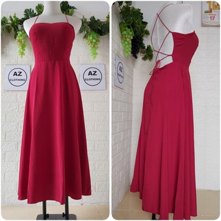 Đầm maxi 2 dây đan nơ lưng đỏ đô