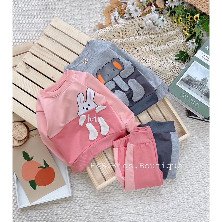 (jean baby kho sỉ) bộ nỉ(cotton da cá) cho bé trai bé gái (8-20kg)