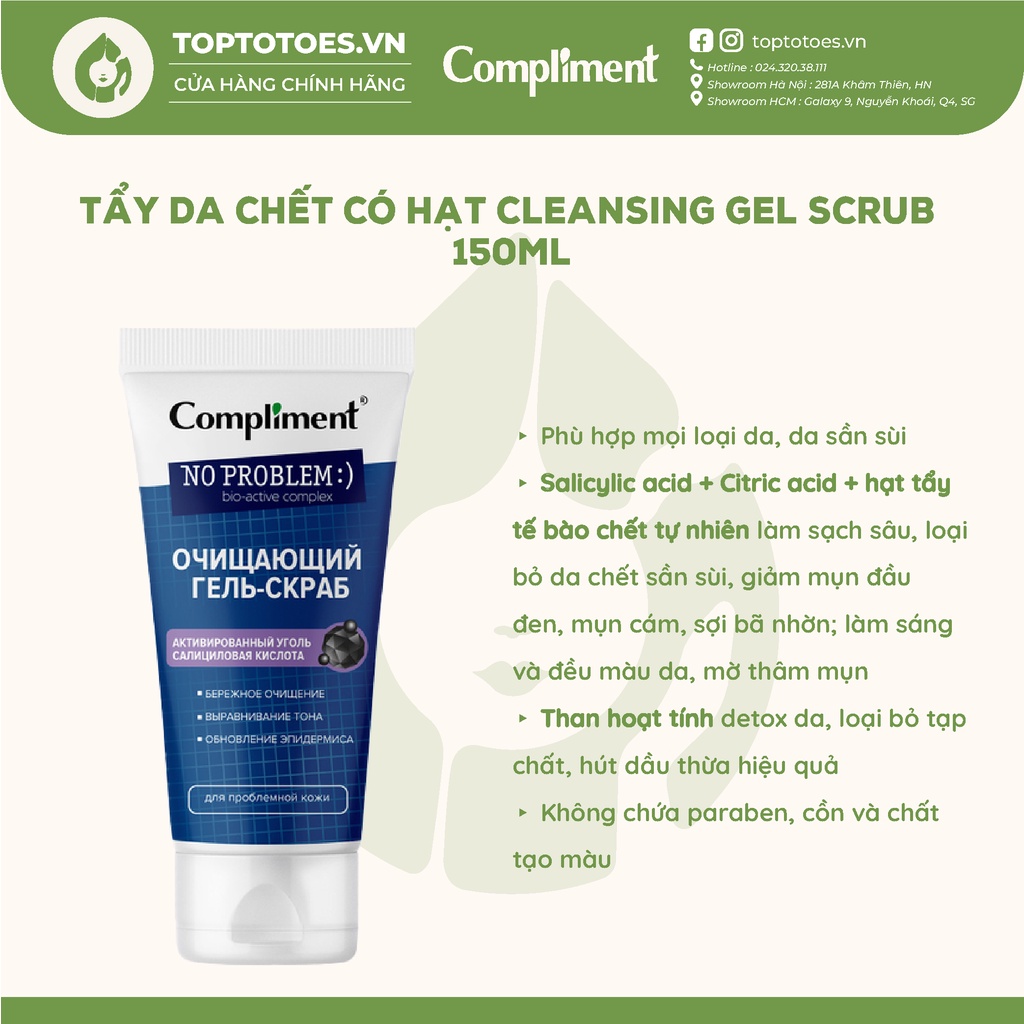 Tẩy da chết Compliment No Problem với BHA giúp da láng mịn, giảm mụn, mờ thâm 80ml/150ml
