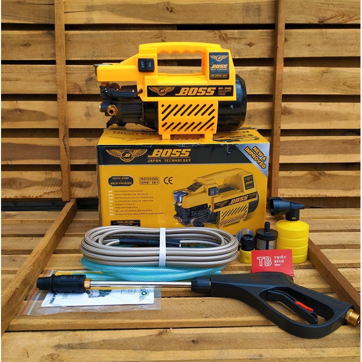 Máy rửa xe áp lực cao boss 3000w tặng bình xịt bọt tuyết và ống nối dày siêu bền0