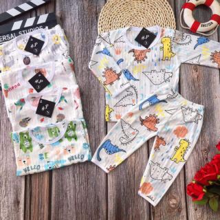 Combo 5bộ cotton giấy dài tay cho bé.