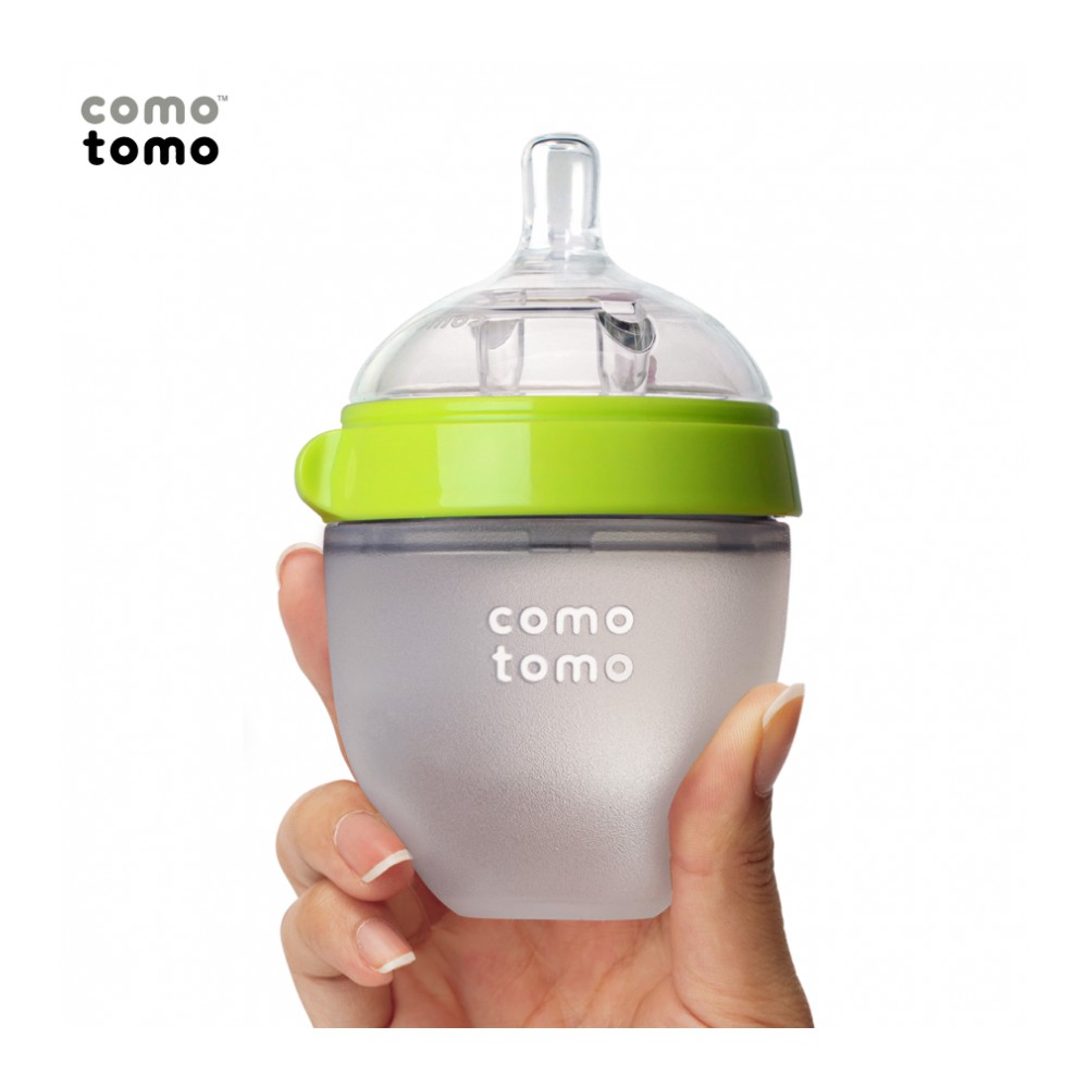 Bình sữa Comotomo Mỹ 150ml chất liệu silicone cao cấp, mềm mại như ti mẹ màu xanh, hồng