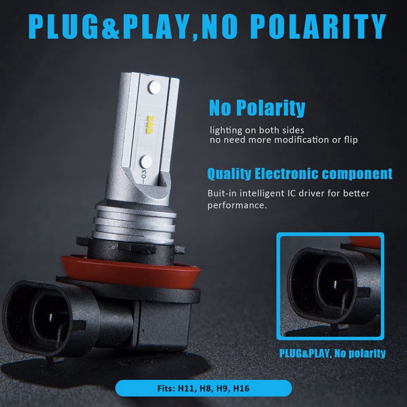 Bộ 2 bóng đèn sương mù H8 H11 H16 6500k chuyên dụng cho ô tô