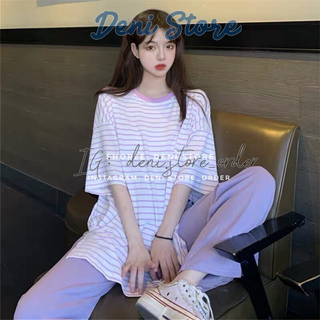 Set tím áo thun lạnh +quần dài hàng QC💜💜 Đủ size- chất đẹp