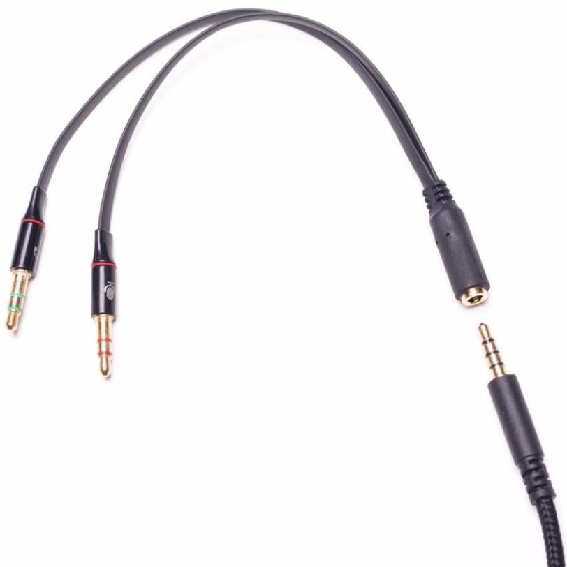 Dây cáp chia cổng âm thanh 3.5mm từ 1 đầu cái sang 2 đầu đực và Dây cáp gộp audio và mic 3.5mm Jack gộp tai nghe