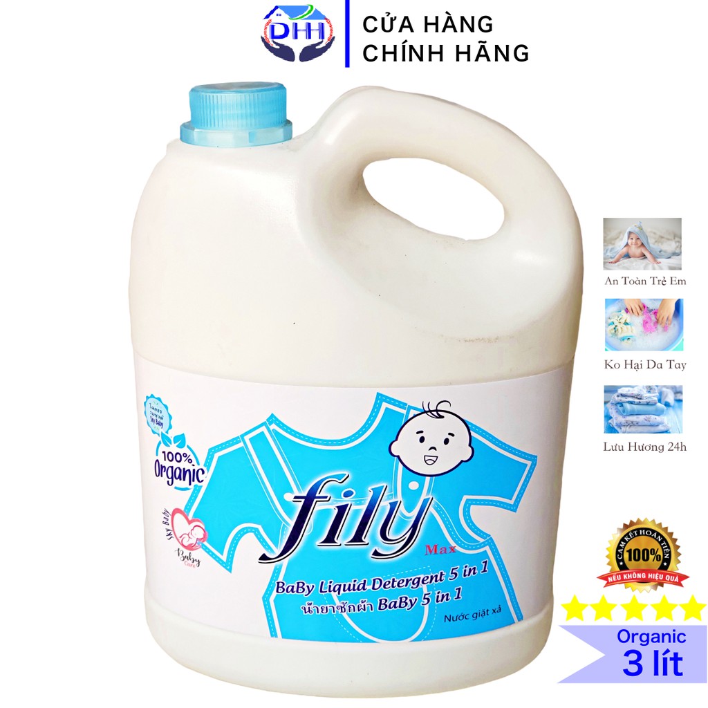 Nước Giặt Trẻ Em Thái Oganic An Toàn - Sạch Nhanh - Bảo Vệ Sợi Vải fily 3000ML