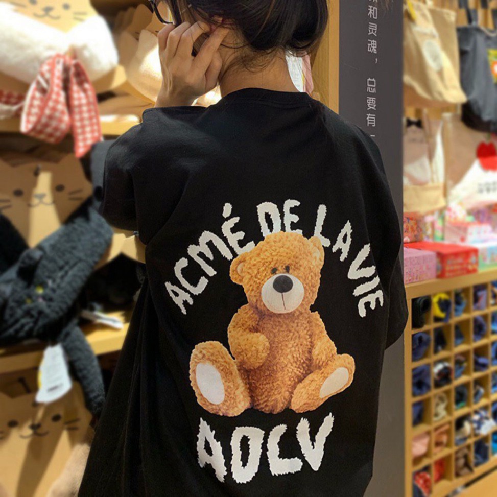 [Ả𝐧𝐡 +Video 𝐓𝐡ậ𝐭] Áo Thun ADLV Gấu Bear Tay Lỡ - Áo thun unisex nam nữ form rộng oversize chất liệu Cotton co dãn 4c | BigBuy360 - bigbuy360.vn