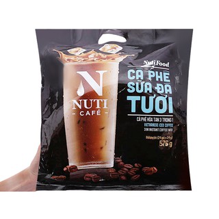 Cà phê sữa đá tươi NUTICAFE 3 trong 1 bịch 24 gói