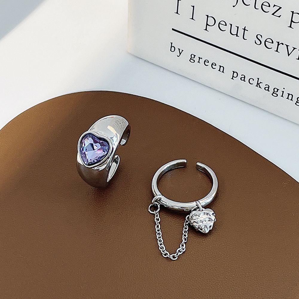 Nhẫn VANES1 Bằng Thép Hình Trái Tim Phối Dây Xích Tua Rua Thời TrangÁo Kiểu Hàn Quốc Thiết Kế Trẻ Trung Cá Tính