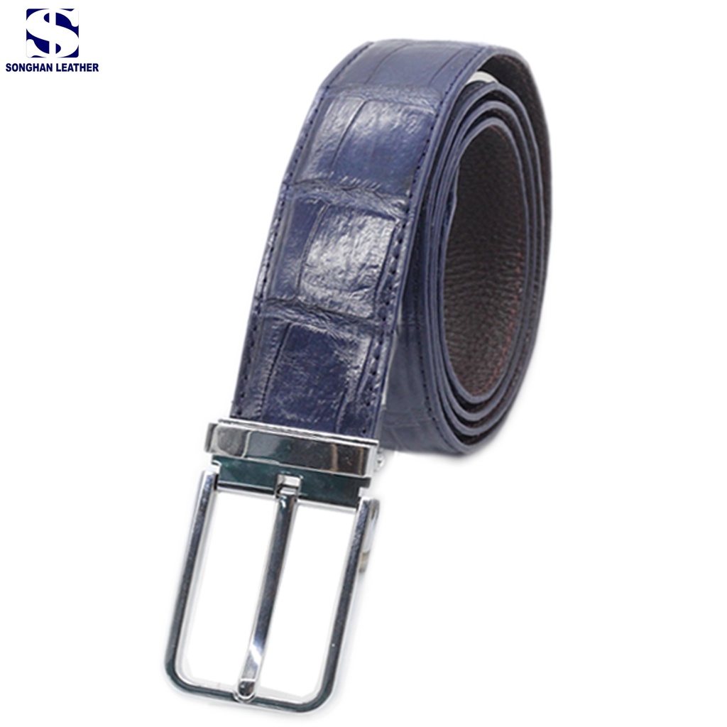 Dây Lưng Da Nam Songhan Leather MB09, Thắt Lưng Da Cá Sấu Bản Liền Không Nối Bản 3.5cm Khóa Kim Không Rỉ .BH 12 tháng