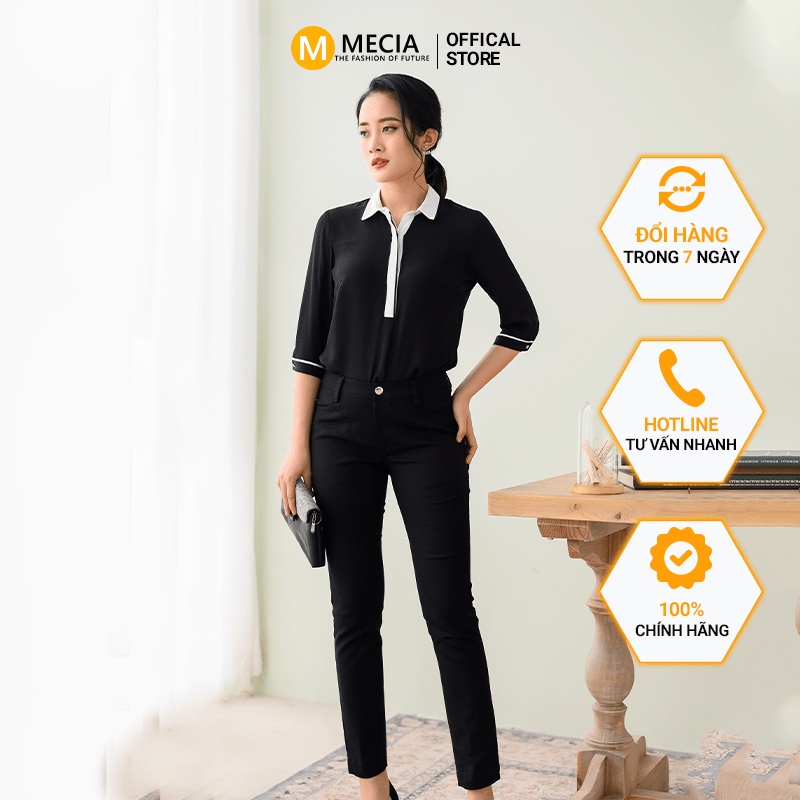 Quần Tây Âu Nữ Đẹp Mecia QD2108, Dáng Ống Côn, Lưng Cao Cho Dân Công Sở, Chất vải chun kaki co giãn tốt, thoáng mát - HÀ