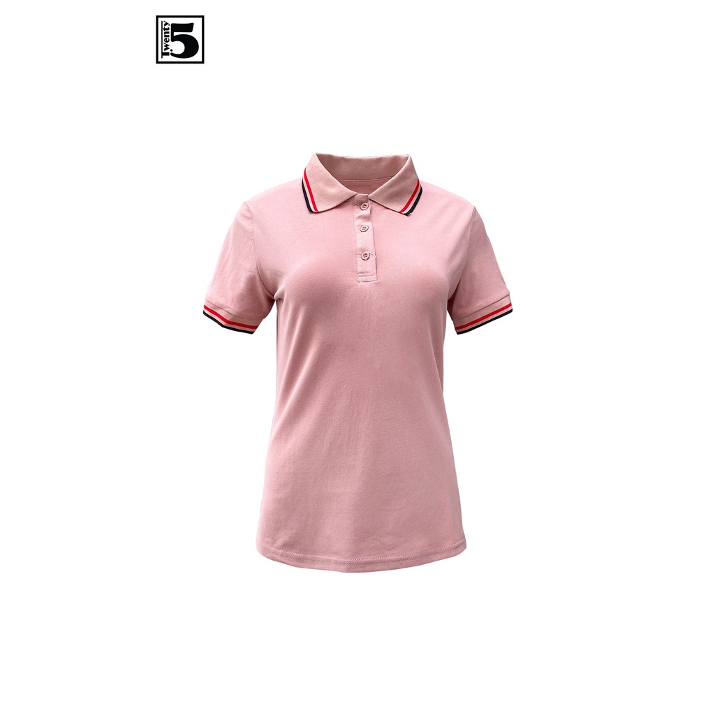 Áo thun polo nữ viền cổ đen đỏ Twentyfive 3737