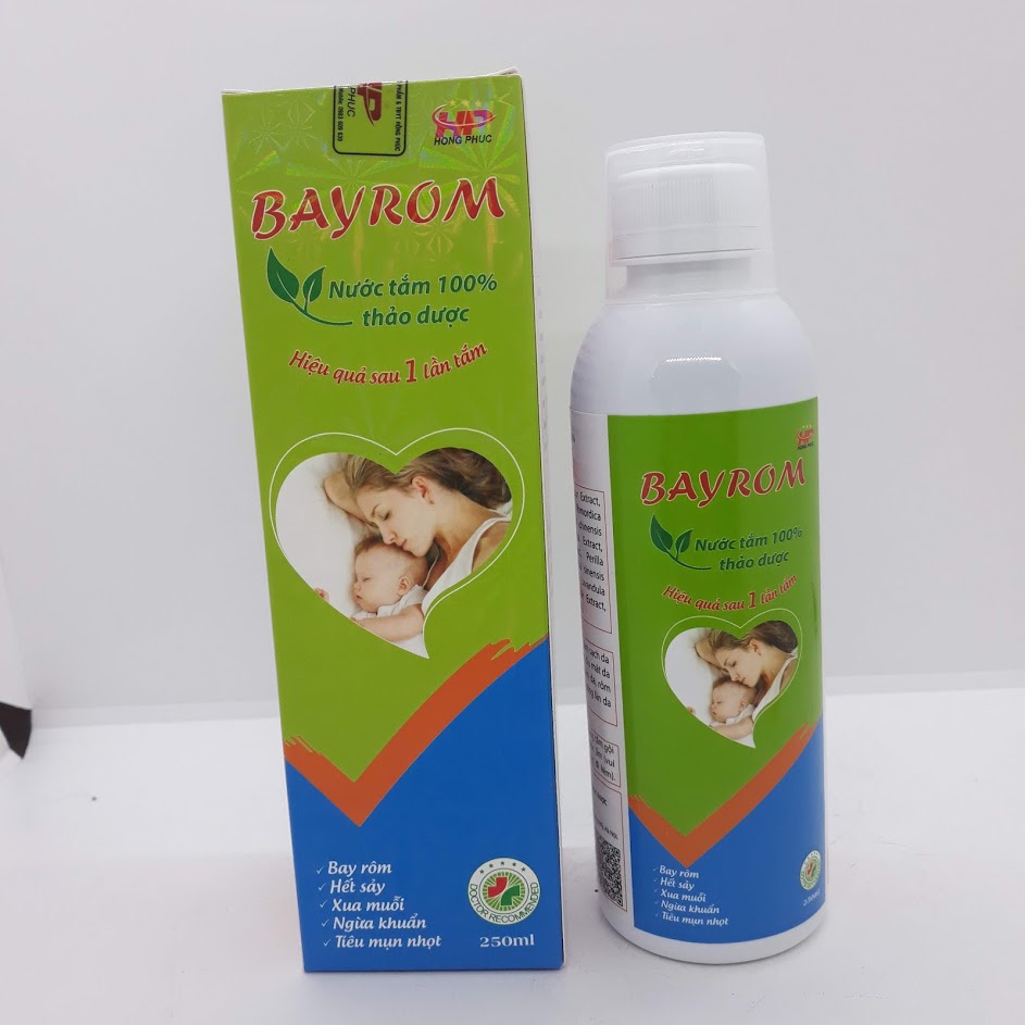 Nước tắm 100% thảo dược bay rôm hết sảy rôm sảy BAYROM 250ml