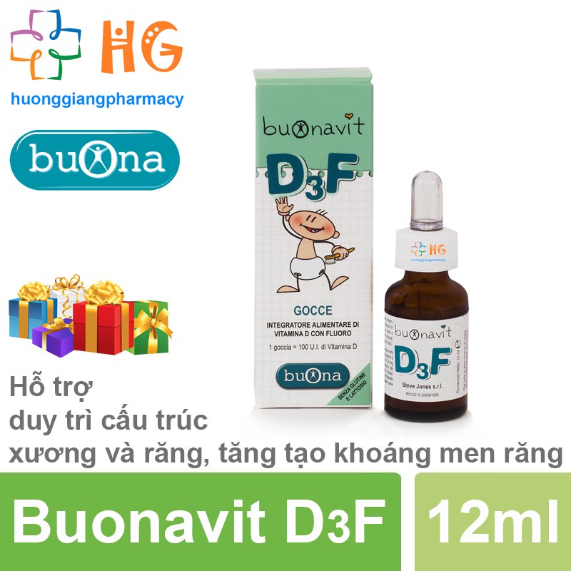 [Kèm Quà Tặng] Buonavit D3F - Bổ sung Vitamin D3 và Flo, giúp duy trì cấu trúc xương và răng, tăng tạo khoáng men răng