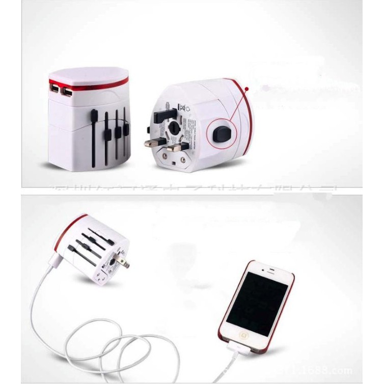 Ổ cắm điện du lịch cho điện thoại máy tính bảng Dual USB - King Of Prussia