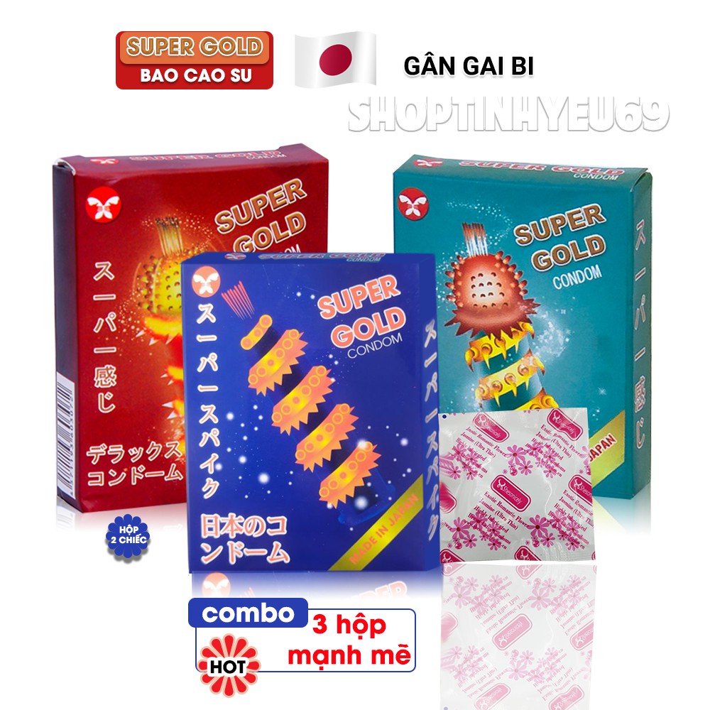 Bao Cao Su Gân Gai Bi Super Gold, hộp 2 cái (Hàng NHẬT).Mới - Độc - Lạ