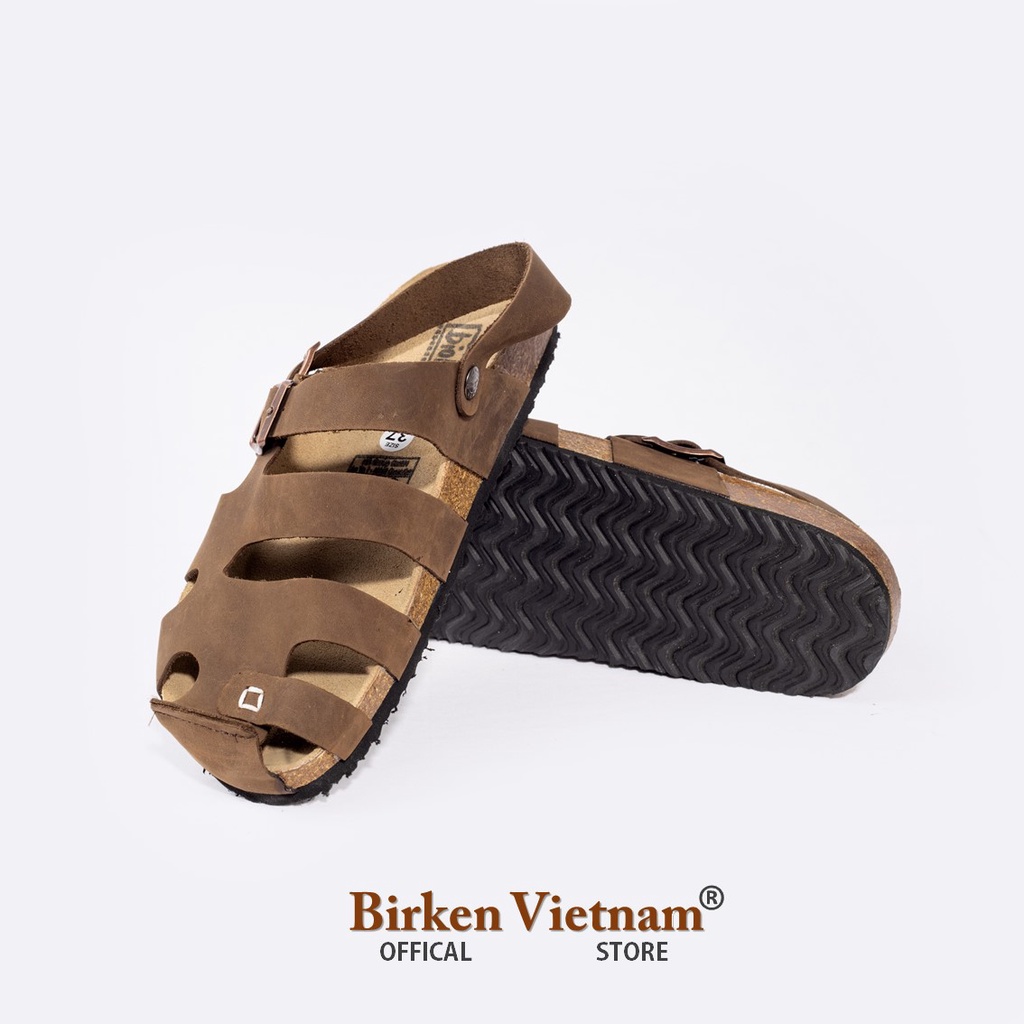 MÃ Rọ DA BÒ THẬT Có Quai Hậu Đế Trấu Unisex Birken VietNam Bioline