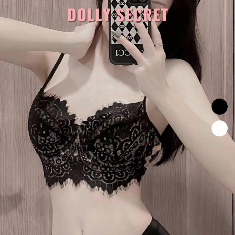 Áo Bra Ren Cao Cấp Hở Lưng Sexy Có Gọng Đệm Mút Nâng Ngực Bralette Xuyên Thấu Cài Sau DOLLY SECRET A24