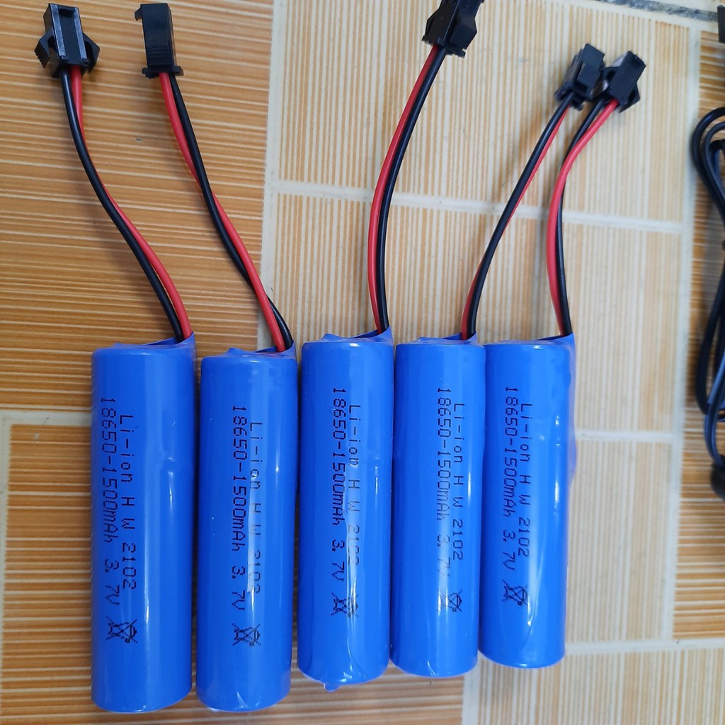 Pin và cáp sạc xe mô hình 3.7v 18650 dung lượng cao 1500mah cổng nôi SM