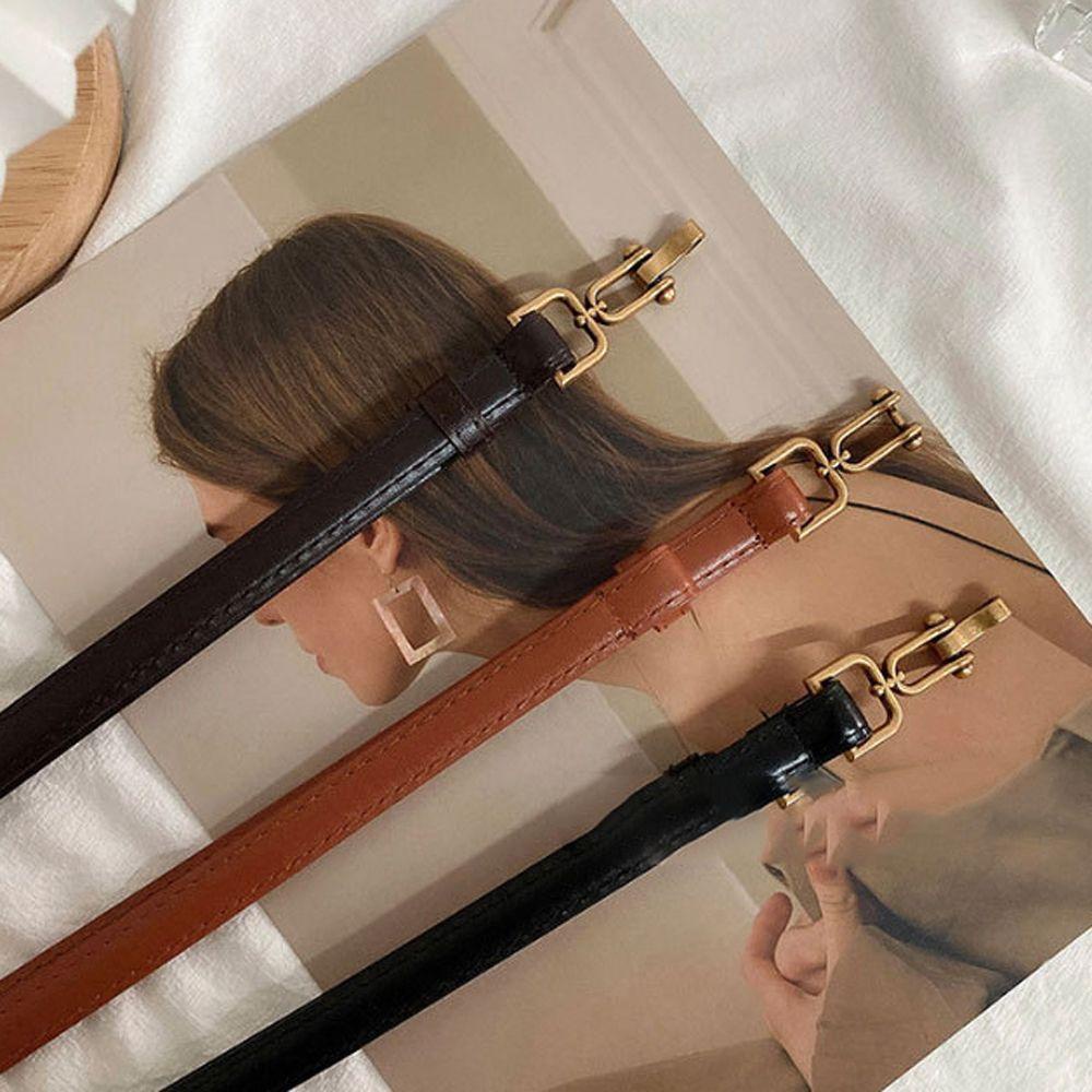 Thắt Lưng Da Pu Khoá Kim Loại Phong Cách Retro Cho Nữ