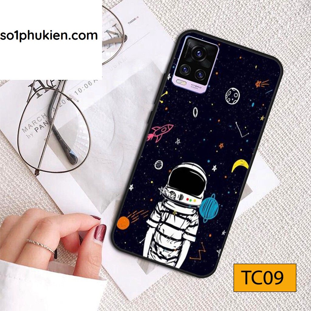 Ốp lưng Vivo V20 / Vivo V21 lưng ép kính hình phi hành gia vũ trụ cá tính, ngộ nghĩnh