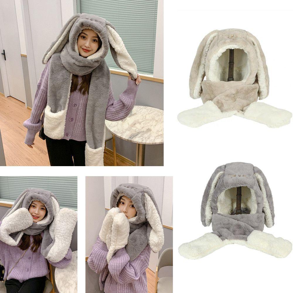 Set Mũ Tai Thỏ Kèm Găng Tay Và Găng Tay Dễ Thương Cho Nữ
