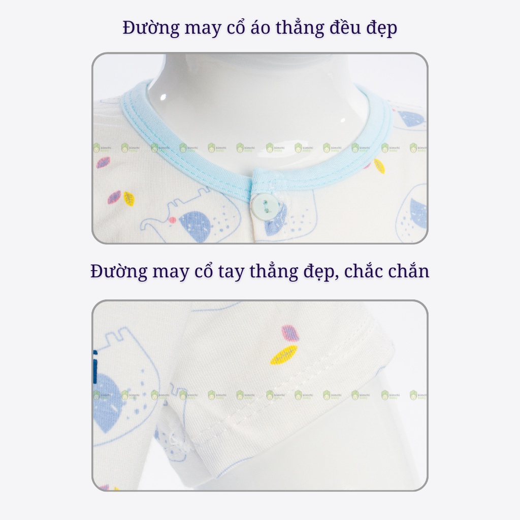 Bộ Sơ Sinh Bé Gái, Bé Trai UNCHI Vải Thun Lạnh Hoạ Tiết Biển Xanh, Bộ Đồ Cho Bé Mặc Hè Thoáng Mát UN2207