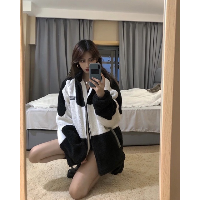 [Ảnh thật] Áo khoác chất lông cừu, bông form rộng nam nữ 1 lớp | BigBuy360 - bigbuy360.vn