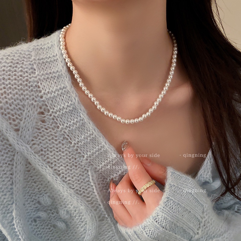 DREJEW Vòng cổ mặt ngọc trai lớn phong cách độc đáo thời trang Pháp cổ điển dễ phối đồ dành cho nữ