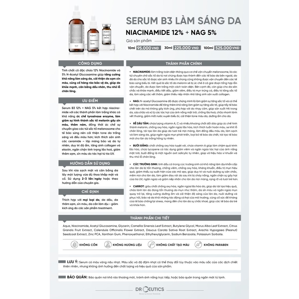 ✅[Chính Hãng] Serum Niacinamide 12% DrCeutics - Giảm Thâm, Sáng Da, Kiềm Dầu, 30ml