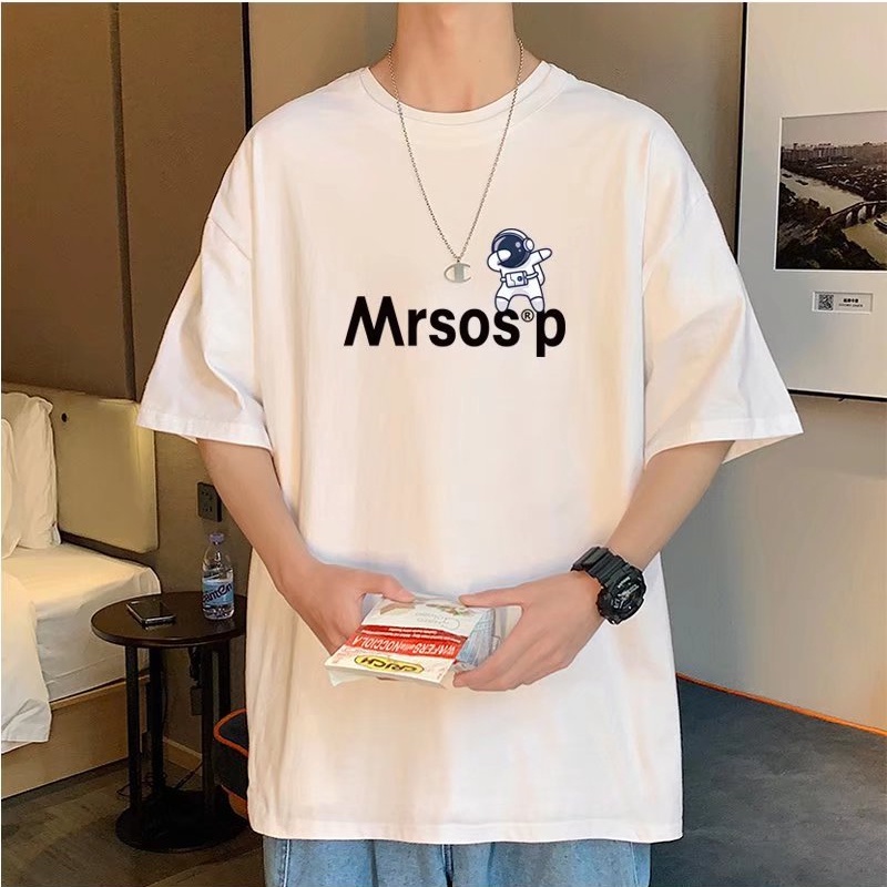 Áo Thun Tay Ngắn Dáng Rộng In Hình Phi Hành Gia Kiểu Hip-Hop Đường Phố Hàn Quốc Thời Trang Mùa Hè Cho Nam Cỡ M-8XL