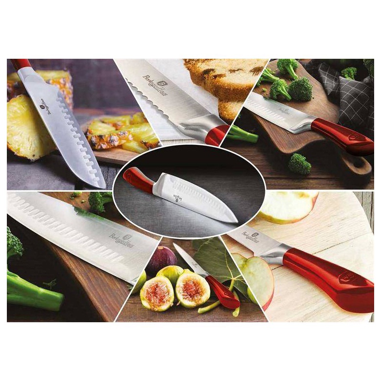 Bộ dao 8 món Berlinger Haus nhiều màu, chất liệu inox không gỉ cao cấp kèm giá để gọn gàng