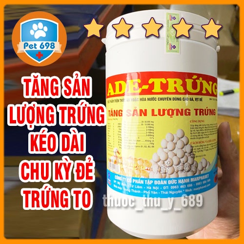 ADE-TRỨNG 1kg Tăng sản lượng trứng, trứng to, kéo dài chu kỳ đẻ trứng trên gia cầm, thủy cầm, gà, vịt, cút đẻ