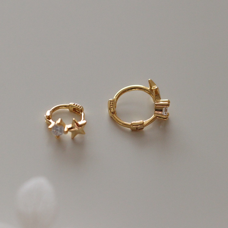 Khuyên Tai Tròn Bộ Khuyên Tai Tròn Đính Đá Zircon Ngôi Sao Thời Trang Không Gây Dị Ứng Cho Nữ