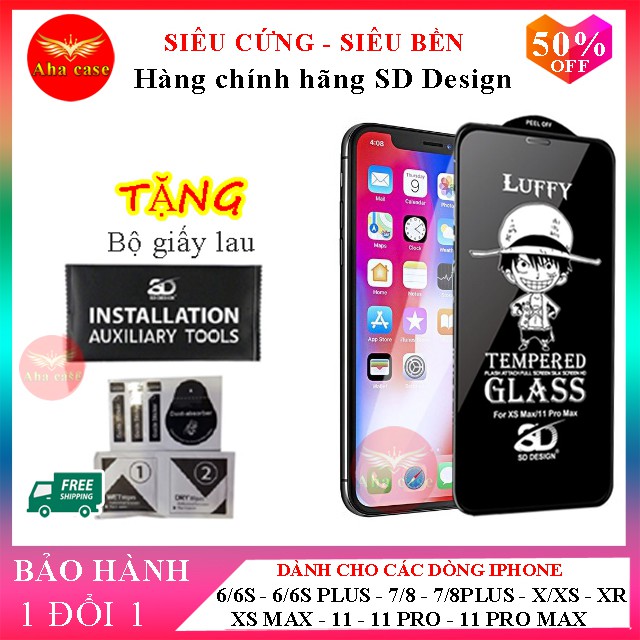 Kính cường lực iPhone Full Màn SD DESIGN ip 6/6plus/6s plus/7/7plus/8/8plus/x/xs/xs max/11/11pro/11promax/12/12promax