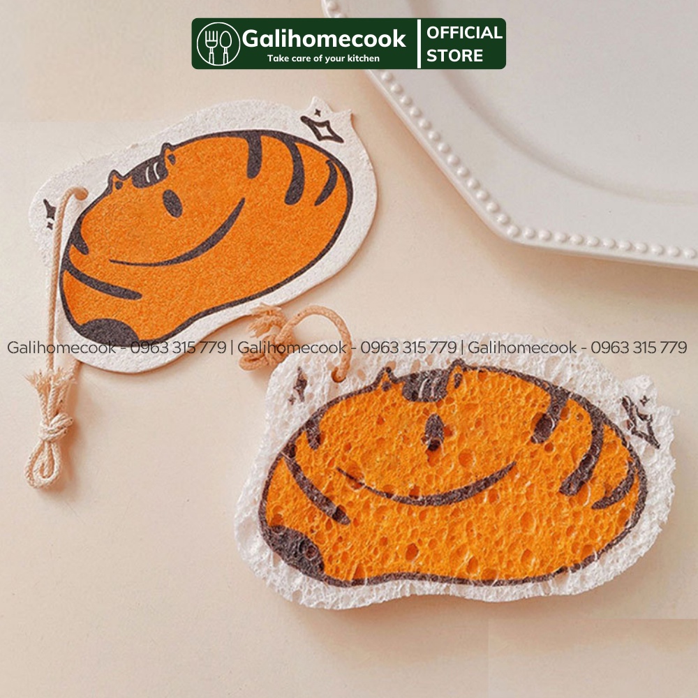 Miếng Mút Rửa Chén Bát, Xoong Nồi Đa Năng In Họa Tiết Động Vật Dễ Thương | Galihomecook