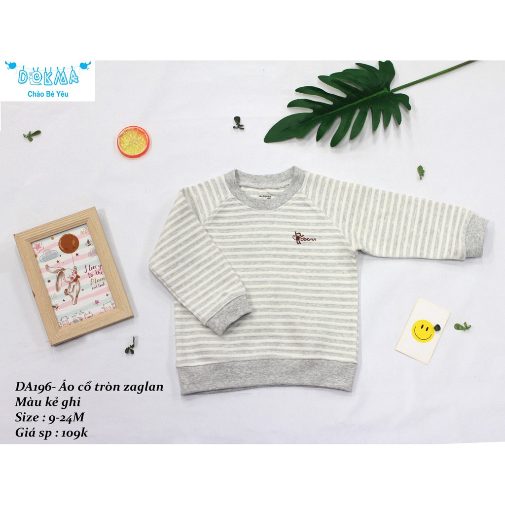 Dokma - Áo bo gấu cổ tròn zaglan cotton dày cho bé 9-24m DA196