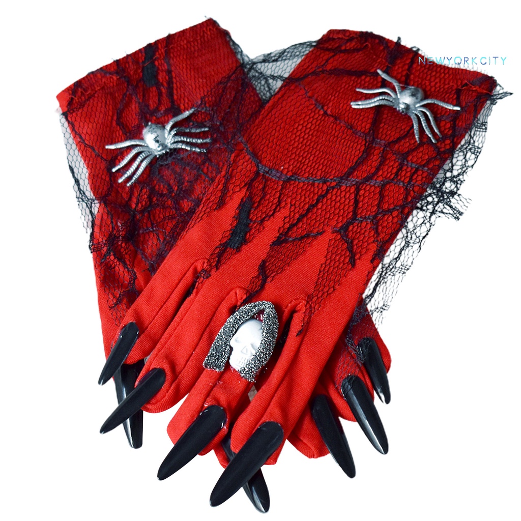 Găng Tay Móng Vuốt Nhện Đỏ Hóa Trang Halloween