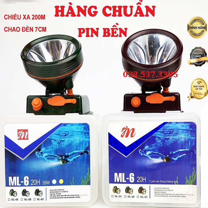 Đèn pin đội đầu siêu sáng, đèn pin đeo đầu siêu sáng ML6 giá rẻ