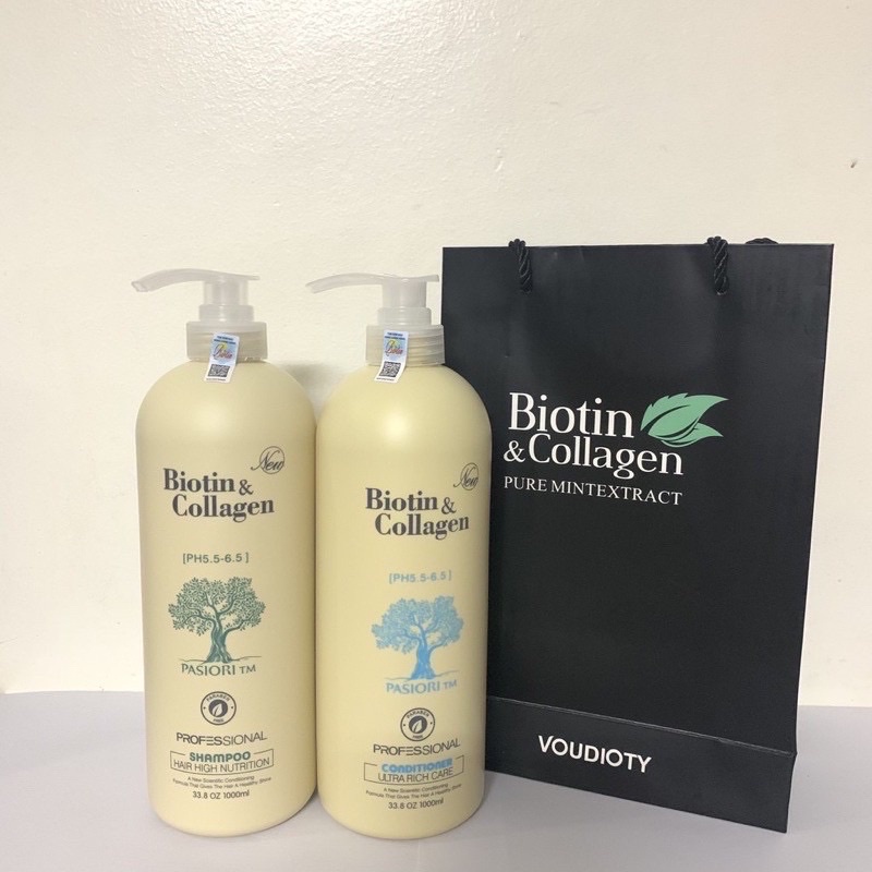 [DATE 2024]Cặp gội xả Biotin Collagen dưỡng tóc mềm mượt bóng khoẻ giảm gãy rụng 1000ml/ chai