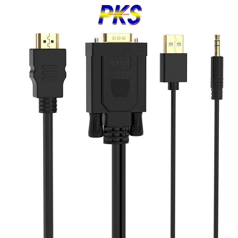 Cáp chuyển VGA sang HDMI tích hợp Audio hỗ trợ Full HD dài 5m ORICO XD-VATH-50 - Hàng chính hãng