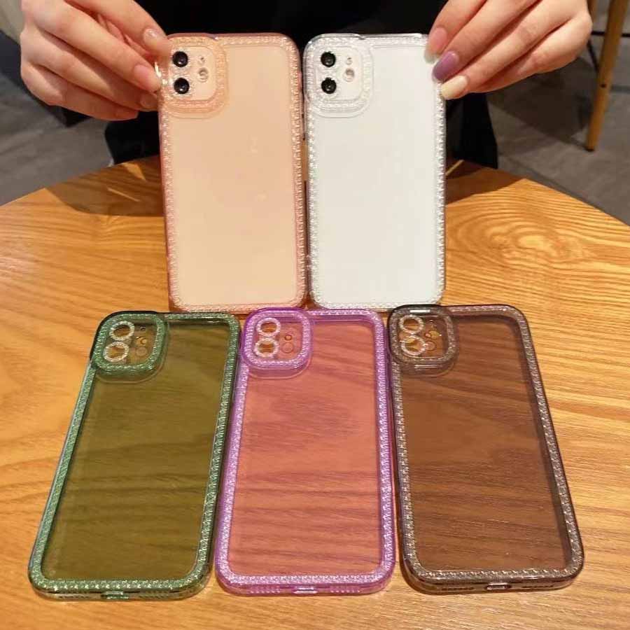 Ốp Điện Thoại Trong Suốt Đính Kim Cương Nhiều Màu Dễ Thương Cho iPhone 13promax 12pro 11 pro XS max XR 7 / 8 Plus