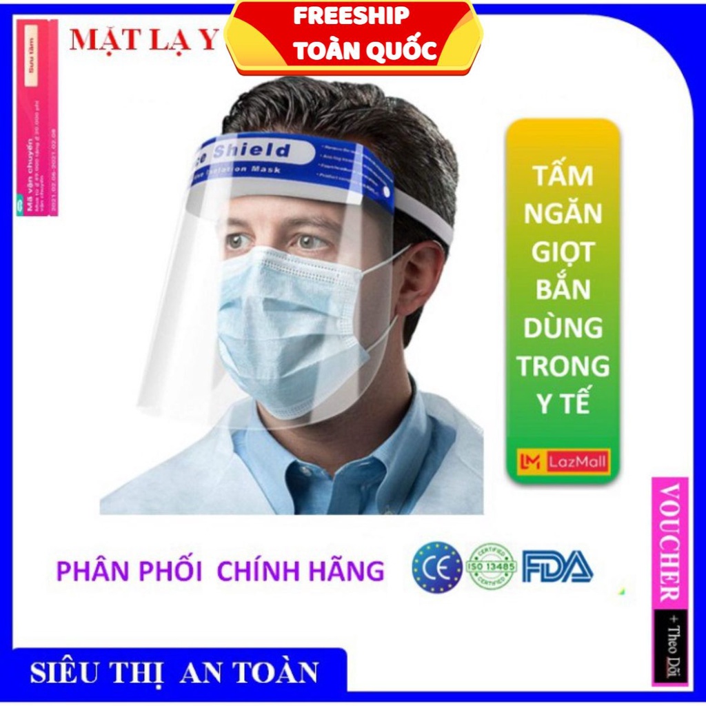 Mặt nạ,Tấm Chắn Ngăn Giọt Bắn Face Shield Ngăn Ngừa Văng Bắn Phòng Chống Dịch Hiệu Quả Tối Ưu - Hàng Chính Hãng . .