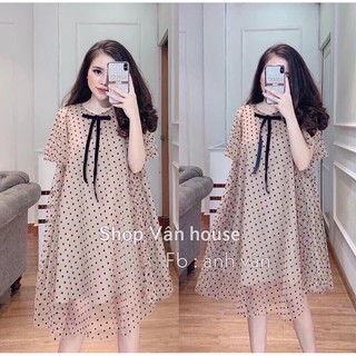 (ảnh thật) váy babydoll chấm bi dáng suông bèo MSQT9