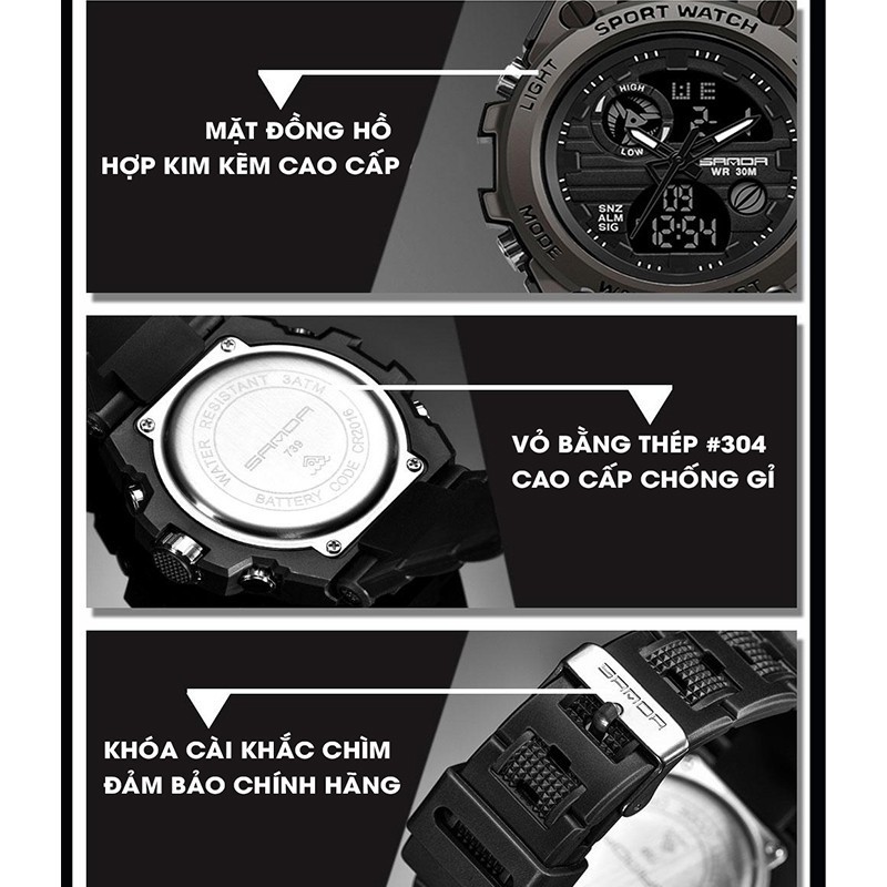 Đồng hồ nam thể thao Kim Điện Tử SANDA SIÊU ĐẸP, CÁ TÍNH-Duong.watches | BigBuy360 - bigbuy360.vn