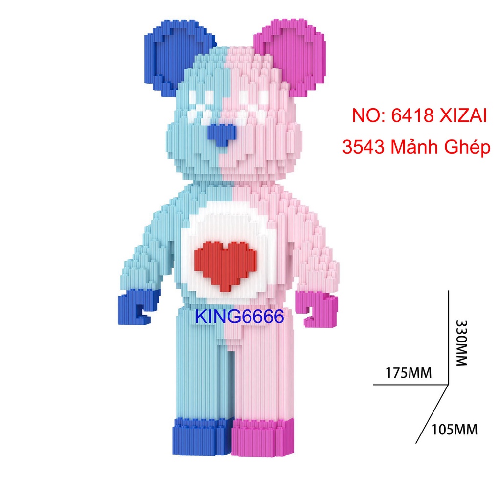 Xếp hình Gấu Bearbrick 33cm - 36cm Đồ chơi lắp ráp mô hình cỡ lớn Hàng Đẹp bear bricK