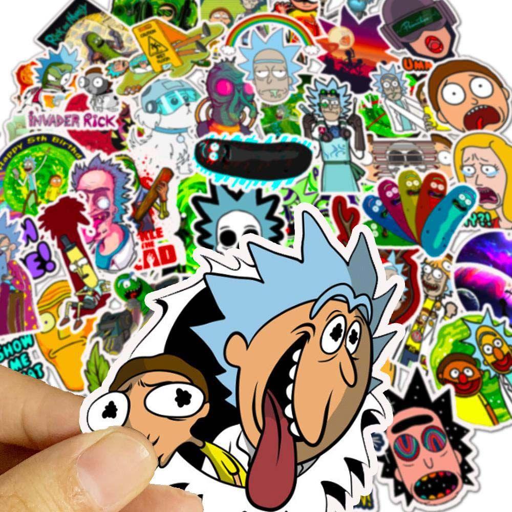 Nhãn Dán PVC Hình Rick Và Morty Trang Trí Sổ Tay / Vali / Laptop / Hành Lý / Bộ Sưu