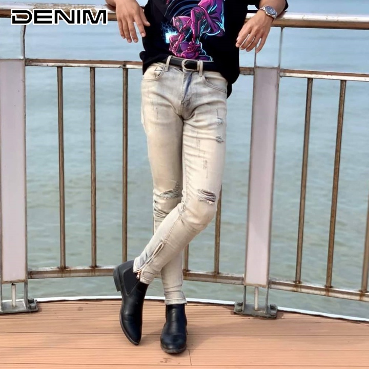 Quần jean nam zipper form skinny Quần jean nam đẹp chất co giãn   [#902R]