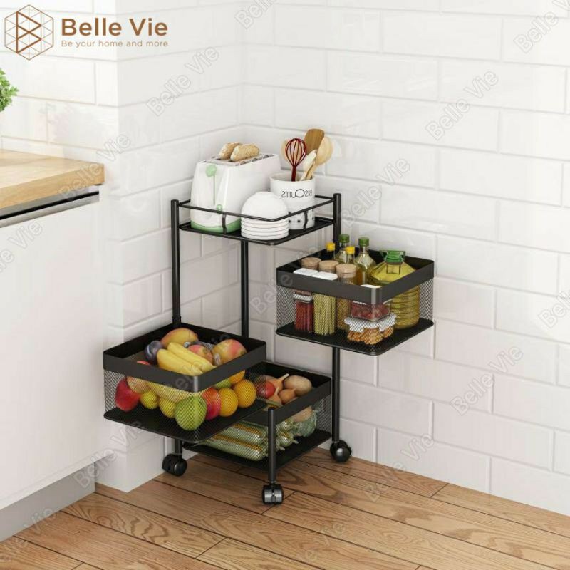 Kệ Đựng Thực Phẩm Xoay 360 Độ MIMO FURNITURE Kệ Nhà Bếp Có Bánh Xe Đa Năng